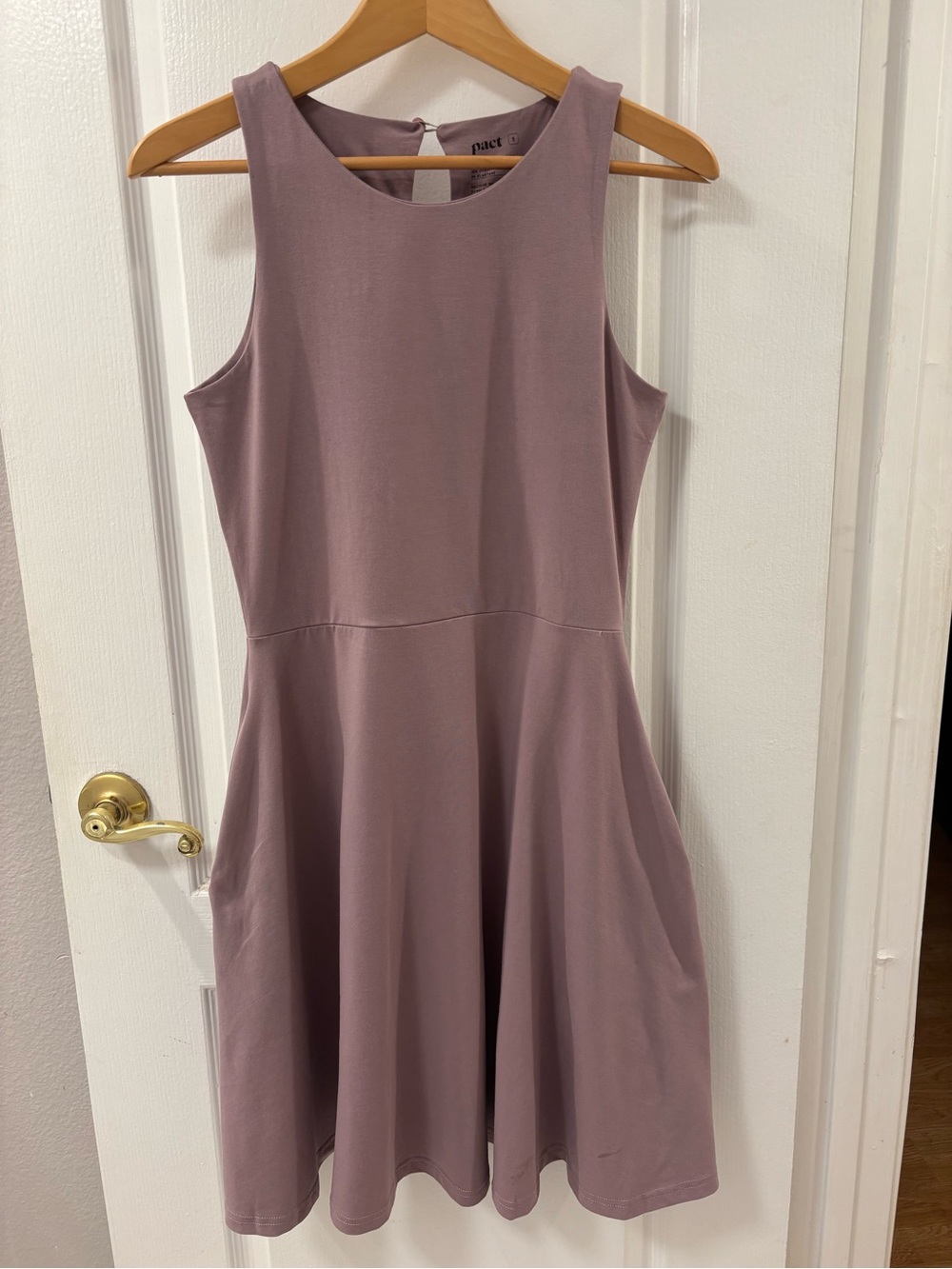 Pact Organic Cotton Stretch Jersey Fit & Flare Midi Dress in Dusty Mauve